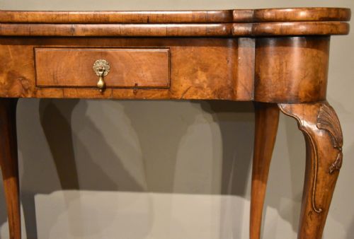 WALNUT CARD TABLE FINE TAPESTRY INTERIOR - ADDITIONAL PHOTO 8