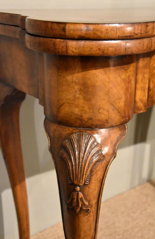 WALNUT CARD TABLE FINE TAPESTRY INTERIOR - ADDITIONAL PHOTO 10