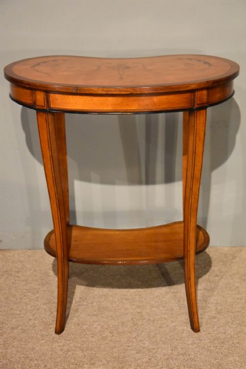 SATINWOOD KIDNEY TABLE FLORAL MARQUETRY - ADDITIONAL PHOTO 5
