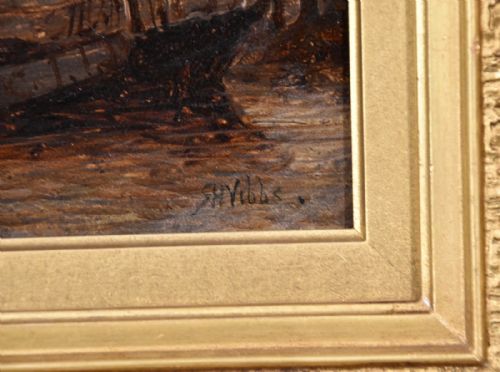 OIL PAINTING RICHARD HENRY NIBBS MOONLIGHT AT ARNHEIM - ADDITIONAL PHOTO 3