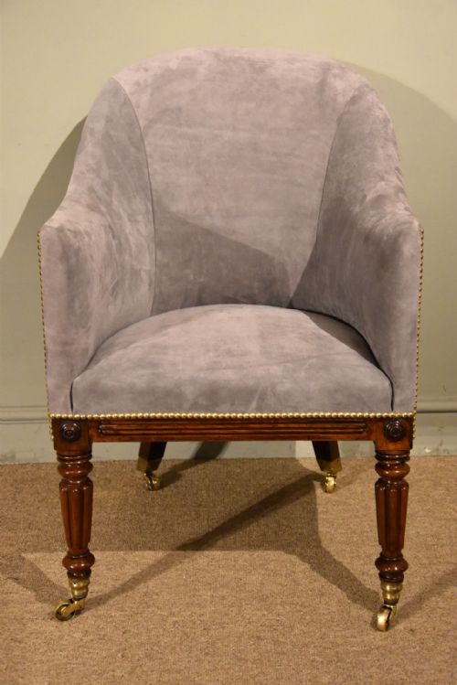 REGENCY ROSEWOOD TUB ARMCHAIR REUPHOLSTERED - ADDITIONAL PHOTO 2