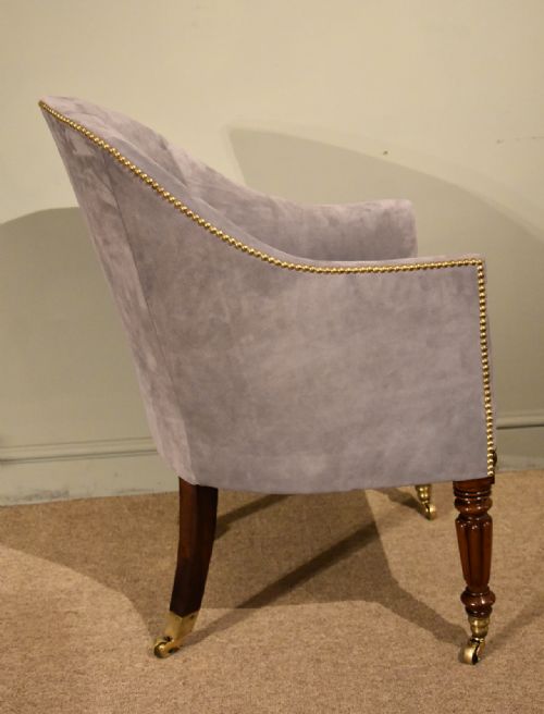 REGENCY ROSEWOOD TUB ARMCHAIR REUPHOLSTERED - ADDITIONAL PHOTO 5