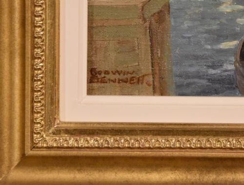 OIL PAINTING BY GODWIN BENNETT A STREET IN SALCOMBE DEVON - ADDITIONAL PHOTO 1
