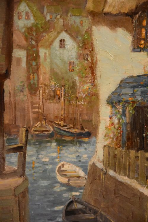 OIL PAINTING BY GODWIN BENNETT A STREET IN SALCOMBE DEVON - ADDITIONAL PHOTO 2