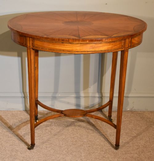 late 19th century oval satinwood inlaid table - CATEGORY: ANTIQUE TABLES - DATED 19TH CENTURY