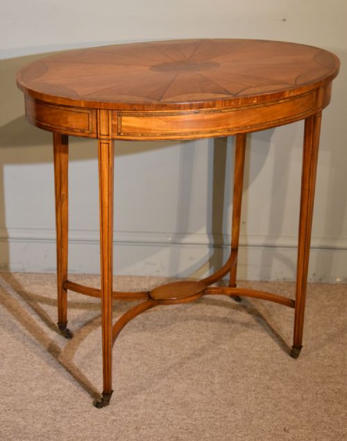 LATE 19TH CENTURY OVAL SATINWOOD INLAID TABLE - ADDITIONAL PHOTO 2