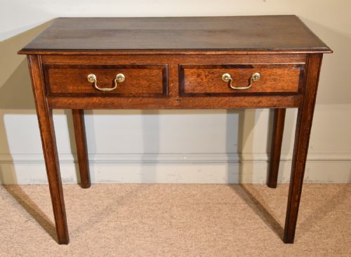 18th century oak two drawer side table - CATEGORY: ANTIQUE TABLES - DATED 18TH CENTURY
