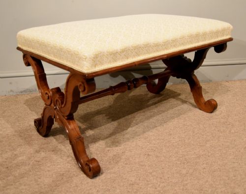 WILLIAM IV ROSEWOOD X FRAME STOOL - ADDITIONAL PHOTO 2