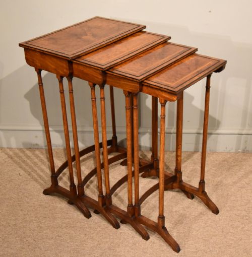 sheraton period amboyna inlaid nest of four tables - CATEGORY: ANTIQUE TABLES - DATED 18TH CENTURY