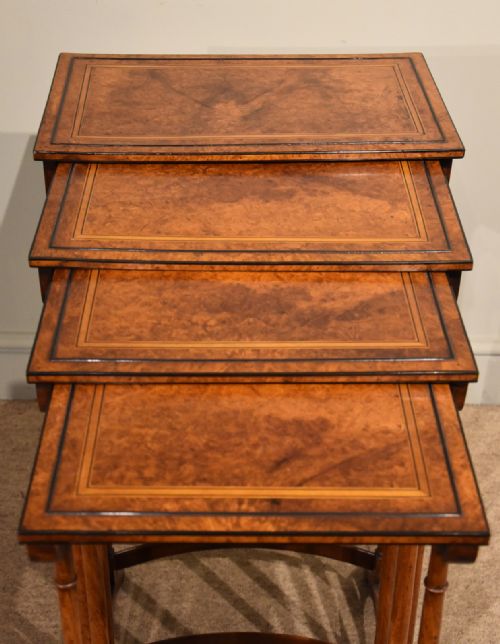 SHERATON PERIOD AMBOYNA INLAID NEST OF FOUR TABLES - ADDITIONAL PHOTO 2