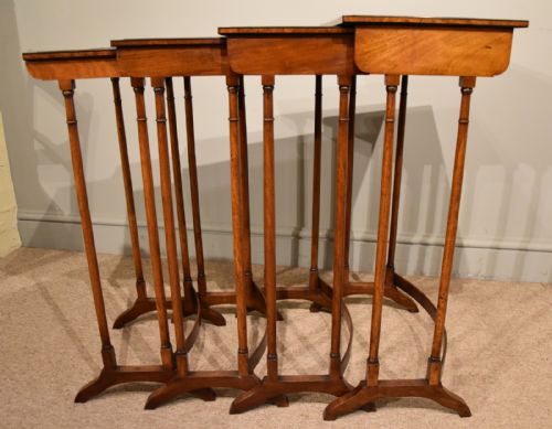 SHERATON PERIOD AMBOYNA INLAID NEST OF FOUR TABLES - ADDITIONAL PHOTO 5