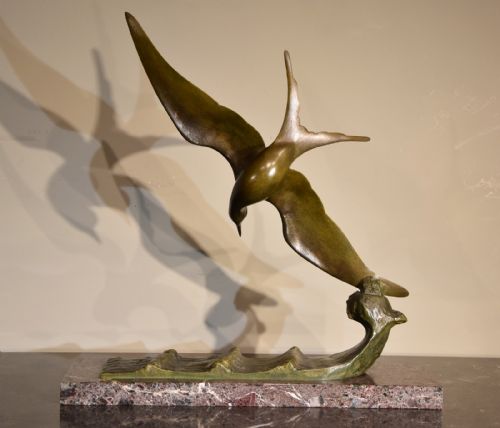 ART DECO BRONZE SEAGULL GEORGES RAOUL GARREAU - ADDITIONAL PHOTO 5