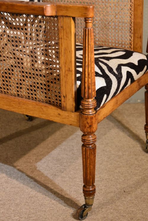 REGENCY PERIOD OAK BERGERE ARMCHAIR - ADDITIONAL PHOTO 6