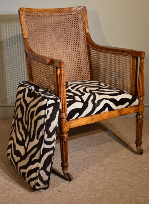 REGENCY PERIOD OAK BERGERE ARMCHAIR - ADDITIONAL PHOTO 7