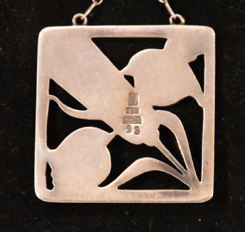 GEORG JENSEN STERLING SILVER PENDANT TWO ROBINS NO 93 - ADDITIONAL PHOTO 3