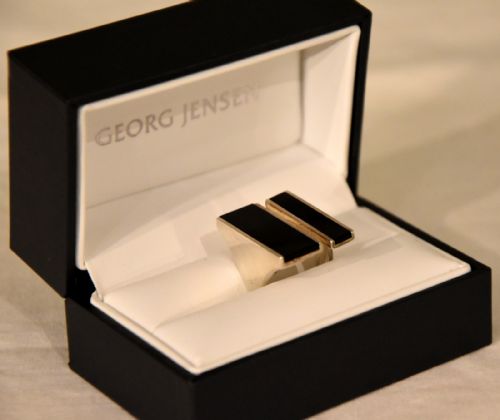 GEORG JENSEN STERLING SILVER RING WITH BLACK ONYX - ADDITIONAL PHOTO 4