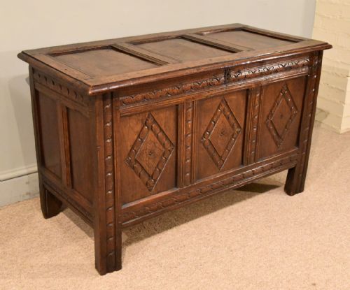 CHARLES II OAK COFFER THREE PANELLED - ADDITIONAL PHOTO 3
