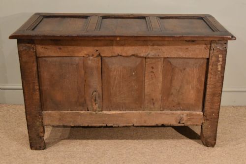 CHARLES II OAK COFFER THREE PANELLED - ADDITIONAL PHOTO 5