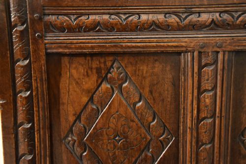 CHARLES II OAK COFFER THREE PANELLED - ADDITIONAL PHOTO 7