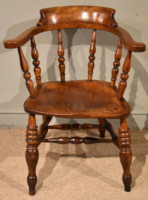 ELM BEECH SMOKERS BOW ARMCHAIR DESK CHAIR - ADDITIONAL PHOTO 1