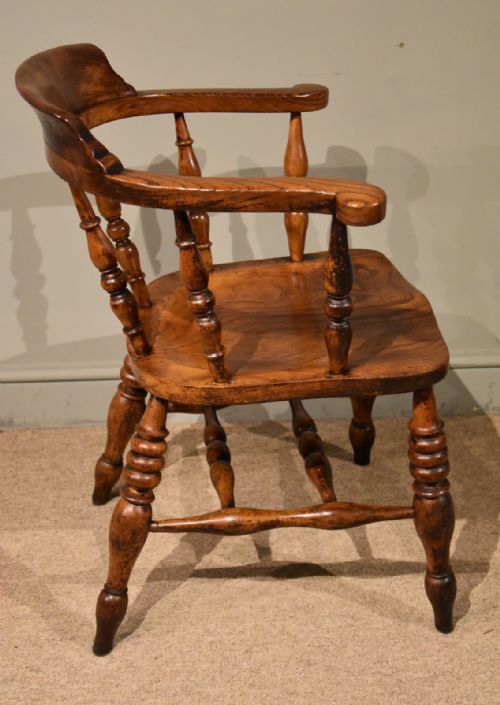 ELM BEECH SMOKERS BOW ARMCHAIR DESK CHAIR - ADDITIONAL PHOTO 2