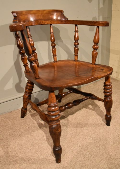 ELM BEECH SMOKERS BOW ARMCHAIR DESK CHAIR - ADDITIONAL PHOTO 6