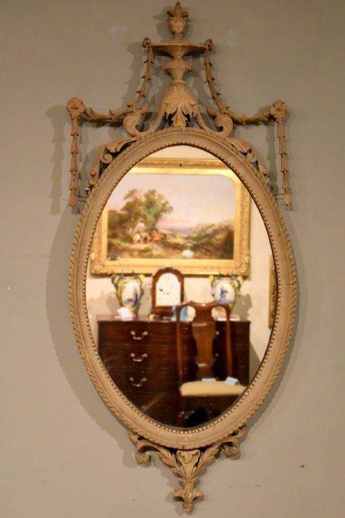 19th century oval painted mirror - CATEGORY: ANTIQUE MIRRORS - DATED 19TH CENTURY