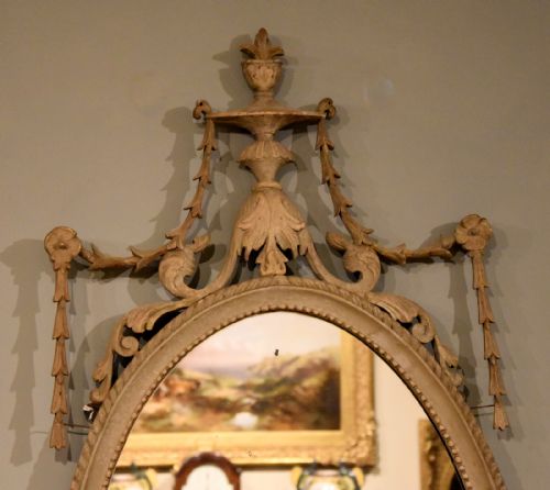 19TH CENTURY OVAL PAINTED MIRROR - ADDITIONAL PHOTO 2
