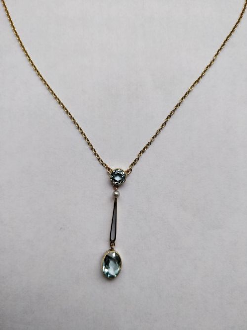 aquamarine and 15ct gold necklace pendant victorian - CATEGORY: ANTIQUE JEWELLERY - DATED VICTORIAN