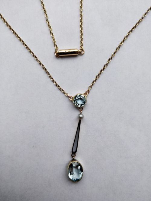 AQUAMARINE AND 15CT GOLD NECKLACE PENDANT VICTORIAN - ADDITIONAL PHOTO 3