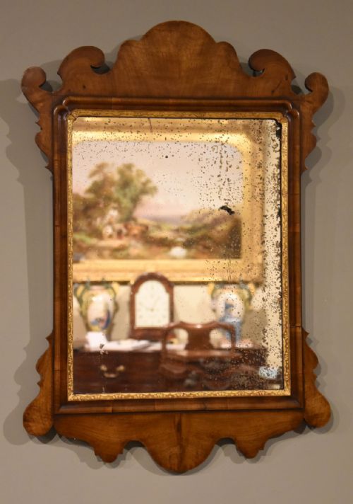 small george ii walnut wall mirror - CATEGORY: ANTIQUE MIRRORS - DATED 18TH CENTURY