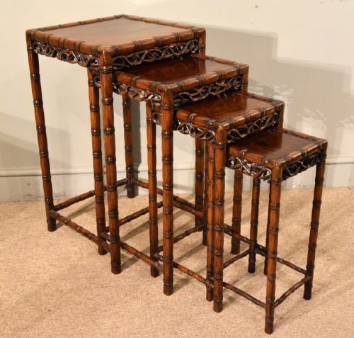 CHINESE SIMULATED BAMBOO NEST OF TABLES FOUR - ADDITIONAL PHOTO 1