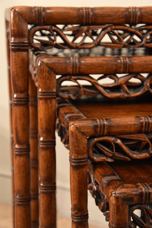 CHINESE SIMULATED BAMBOO NEST OF TABLES FOUR - ADDITIONAL PHOTO 3