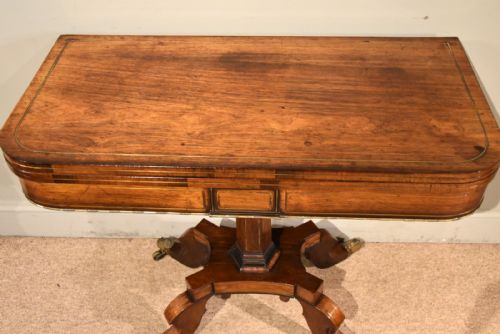 REGENCY BRASS INLAID ROSEWOOD CARD TABLE - ADDITIONAL PHOTO 1