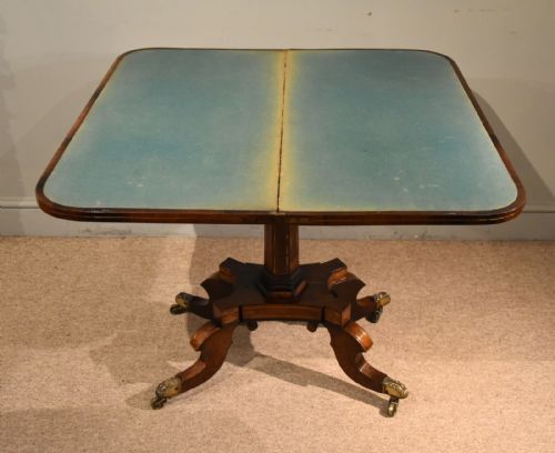 REGENCY BRASS INLAID ROSEWOOD CARD TABLE - ADDITIONAL PHOTO 3