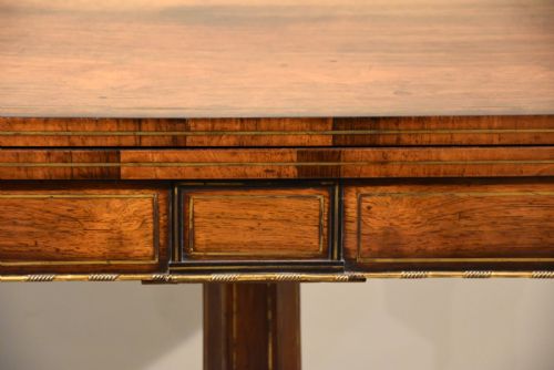 REGENCY BRASS INLAID ROSEWOOD CARD TABLE - ADDITIONAL PHOTO 4