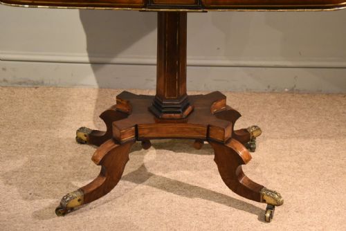 REGENCY BRASS INLAID ROSEWOOD CARD TABLE - ADDITIONAL PHOTO 5