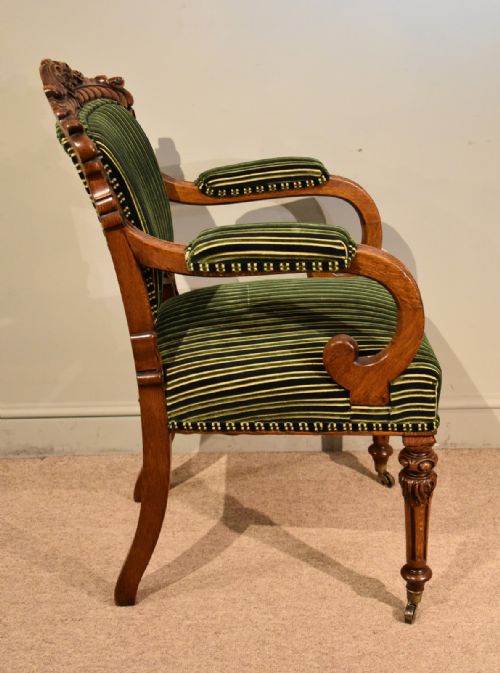 WILLIAM IV CARVED OAK ARMCHAIR - ADDITIONAL PHOTO 1