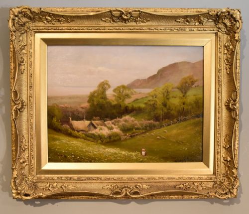 oil painting by walter henry goldsmith springtime porlock somerset - CATEGORY: ANTIQUE ART - DATED 19TH CENTURY