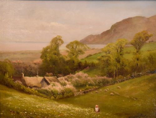 OIL PAINTING BY WALTER HENRY GOLDSMITH SPRINGTIME PORLOCK SOMERSET - ADDITIONAL PHOTO 1