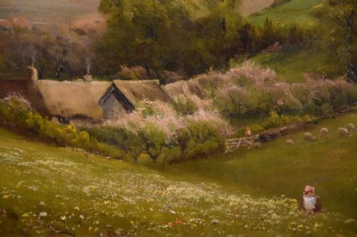 OIL PAINTING BY WALTER HENRY GOLDSMITH SPRINGTIME PORLOCK SOMERSET - ADDITIONAL PHOTO 2