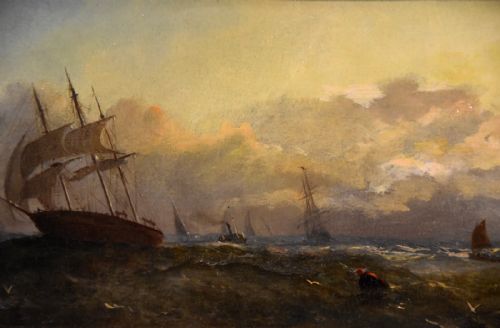 OIL PAINTING BY ADOLPHUS KNELL SUNSET ON THE COAST - ADDITIONAL PHOTO 2