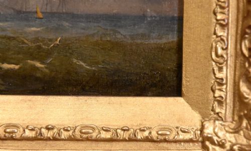 OIL PAINTING BY ADOLPHUS KNELL SUNSET ON THE COAST - ADDITIONAL PHOTO 3