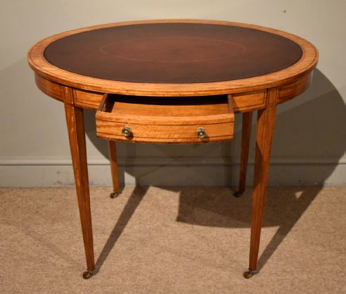 19TH CENTURY OVAL SATINWOOD WRITING TABLE - ADDITIONAL PHOTO 1