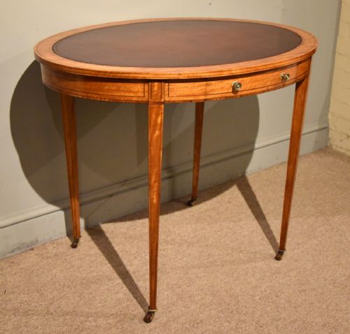 19TH CENTURY OVAL SATINWOOD WRITING TABLE - ADDITIONAL PHOTO 3