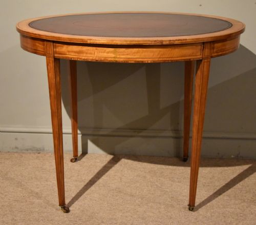 19TH CENTURY OVAL SATINWOOD WRITING TABLE - ADDITIONAL PHOTO 6