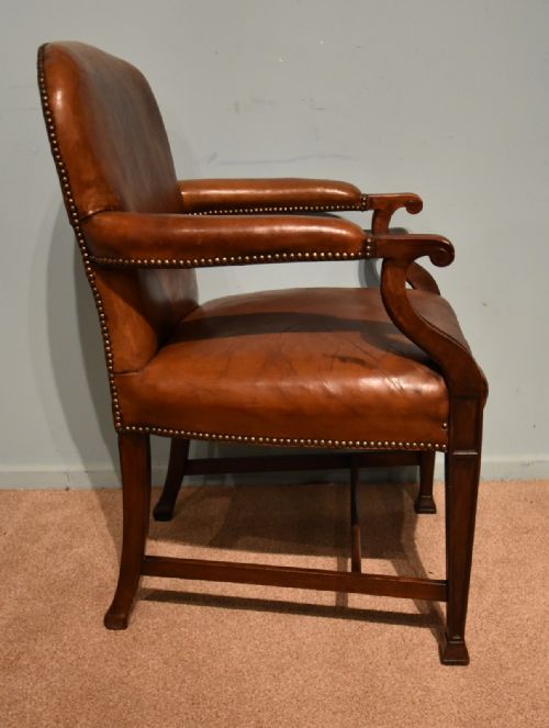 DESK CHAIR ARMCHAIR MAHOGANY LEATHER 19TH CENTURY - ADDITIONAL PHOTO 2