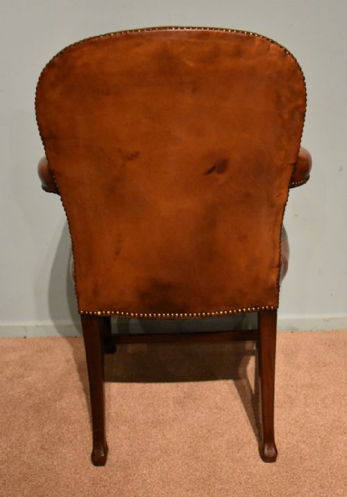 DESK CHAIR ARMCHAIR MAHOGANY LEATHER 19TH CENTURY - ADDITIONAL PHOTO 3