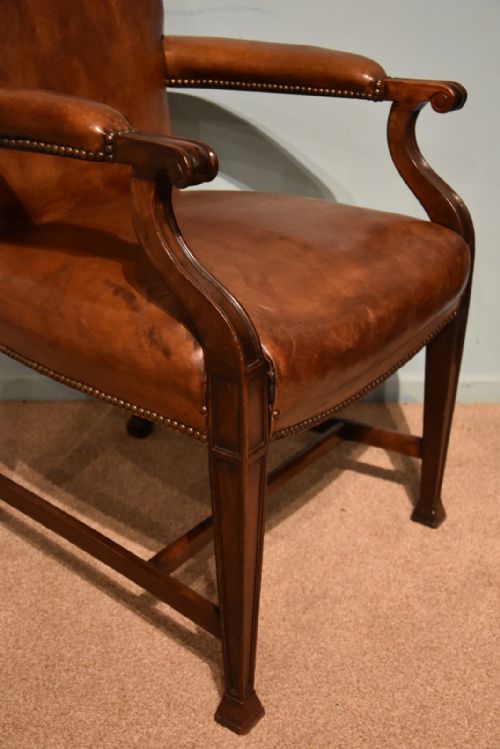DESK CHAIR ARMCHAIR MAHOGANY LEATHER 19TH CENTURY - ADDITIONAL PHOTO 4