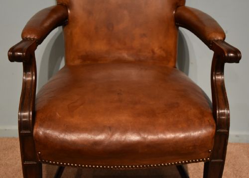 DESK CHAIR ARMCHAIR MAHOGANY LEATHER 19TH CENTURY - ADDITIONAL PHOTO 5